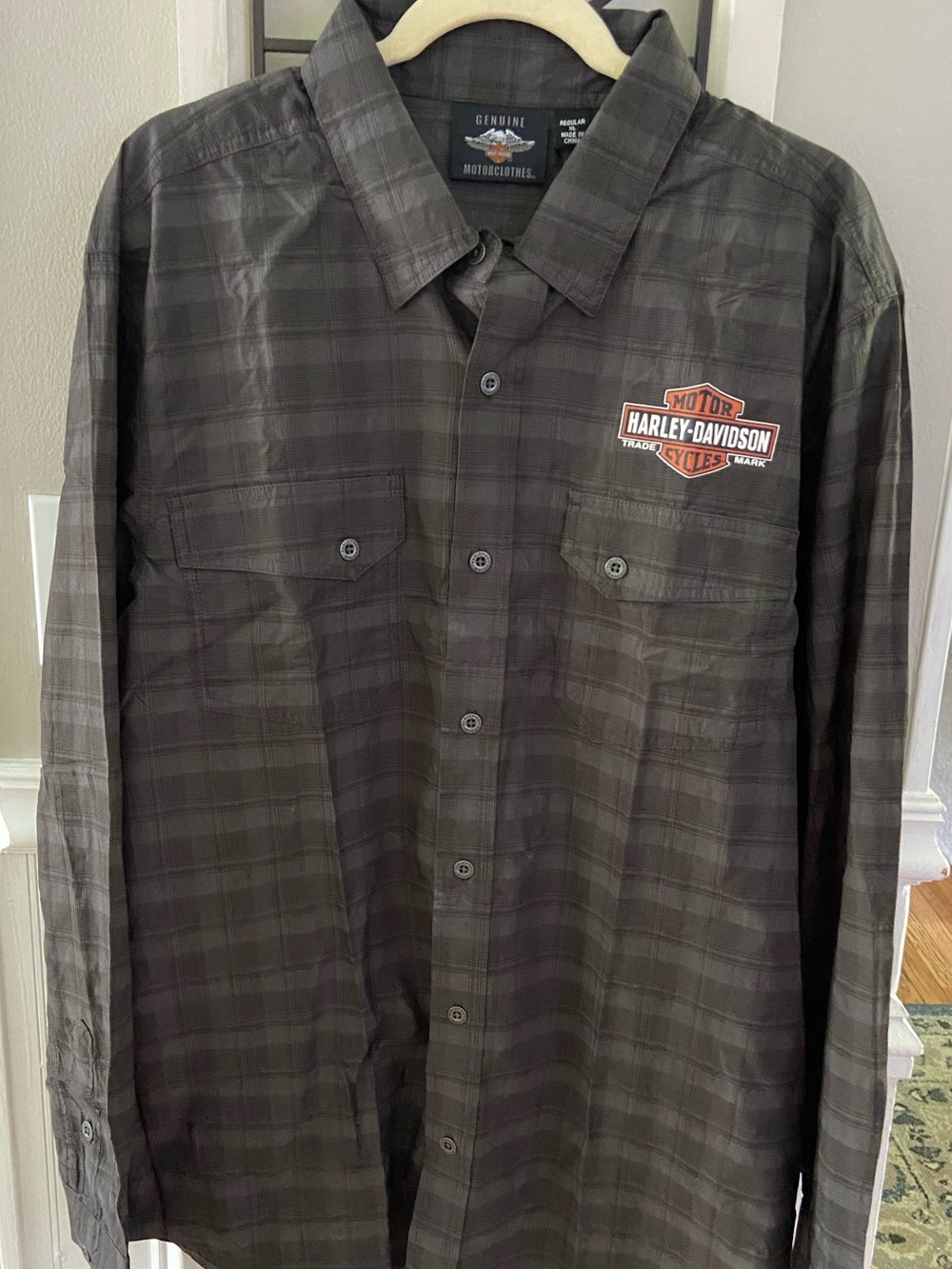 Harley-Davidson Black Plaid woven Button-Up Shirt xl